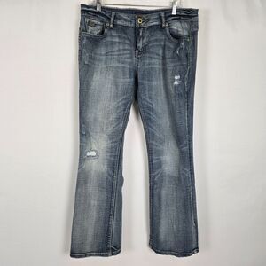 C7P A Chip & Pepper Production Jeans JR 17 Laguna Beach Bootcut Distressed Blue